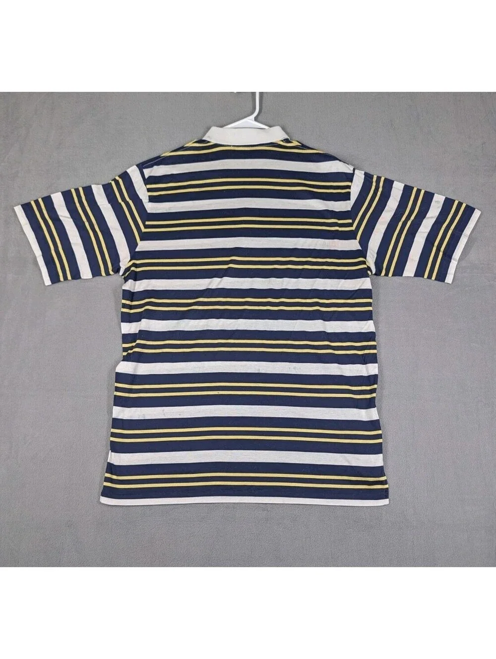 Polo Golf Ralph Lauren Mens L Blue White Yellow Striped Golf Polo Cotton Shirt